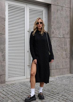 Вязанное платье базовое теплое