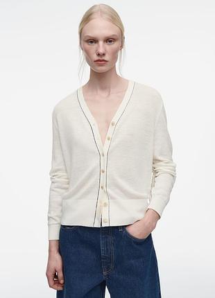 Кардиган женский cos merino wool-linen blend v-neck cardigan/m