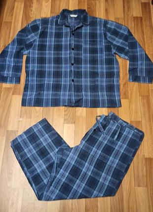 Комплект мужской пижамы с тоненьком хлопком размер l талия на шнурочке резинки отсутствуют