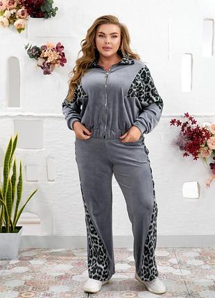 Жіночий велюровий костюм двійка батал