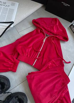 Костюм 625, р.уни 42-48, дорогой велюр, красный