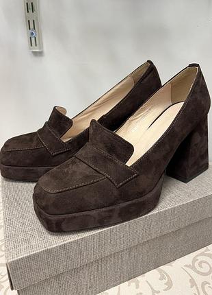 Туфлі замш шоколад