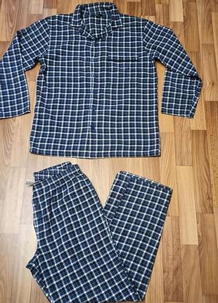 Байковий фланелевий піжамний чоловічий комплект 100% бавовна розмір м