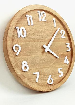 Настенные часы из натурального дерева, серии "wooden" круглые 31см (с подставкой) арт.01005
