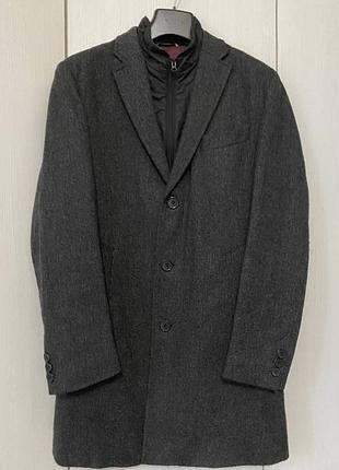 Пальто чоловіче довге зимове вовняне vaismann 52 l xl сіре