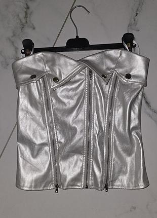 Трендовый корсет серебристый