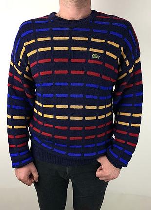Чоловічий вовняний светр без горловини на манжетах lacoste розмір 6