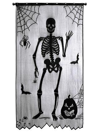 Декор на хэллоуин штора скелет 1 штука 213 на 102 см черный