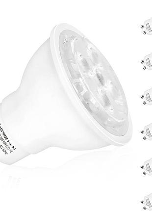 Лампи shine hai gu10 mr16 led 5w 6500k, еквівалент 50w галоген, холодне біле світло, 350 лм, енергозберігаючі, набір 6 шт