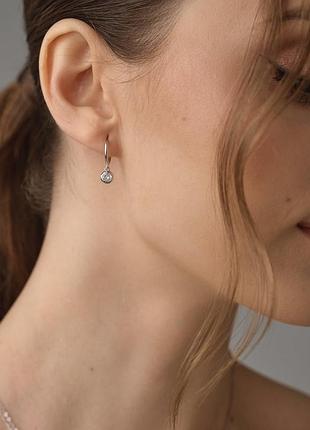Срібні  сережки з цирконом 925