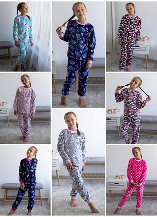 Махровая мягкая теплая пижама для девочек, махровая теплая пижама для девчонки