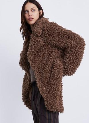 Штучна шуба zara пальто тедді м