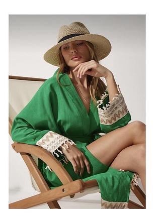 Жіноче кімоно в стилі бохо з китичками 8