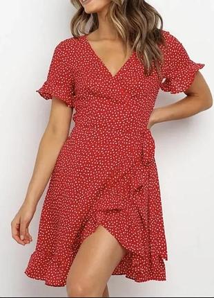 Дуже красива стильна легка сукня міні на запах в квітковий принт від бренду fs collection