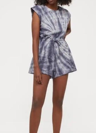 Комбінезон шортиками / ромпер трикотажний двунитка  тай дай  h&m xs eur 34 - 36 р.  двонитка/двохнитка/двухнитка/тайдай