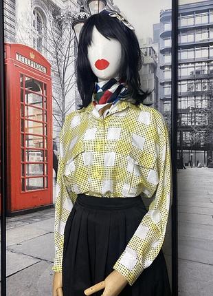 Tru blouse лёгкая блуза рубашка премиум класса  желто-белая в клетку