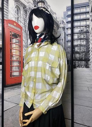 Tru blouse легка блуза сорочка преміум класу жовто-біла в клітинку