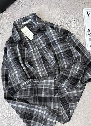 Повсякденна жіноча сорочка в клітинку із турецької фланелі на бавовняній основі прямого крою на ґудзиках