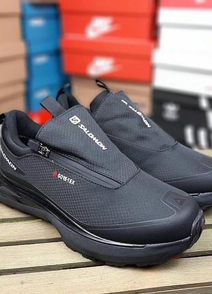 Кроссовки утепленные мужские salomon odyssey gore-tex black white termo термо