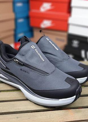 Кросівки утеплені чоловічі salomon odyssey gore-tex grey black termo термо