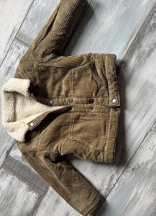 Куртка дитяча zara, двохстороння(вельвет/тедді)