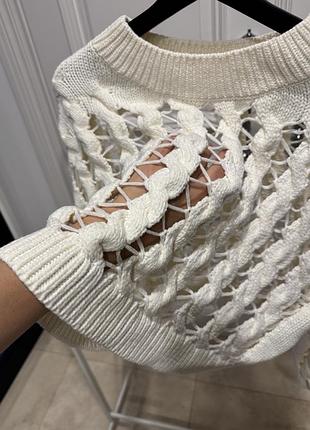 Zara білий в’язаний светр s