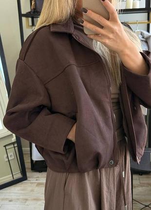 Куртка замшевая, бомбер женский шоколад, серый