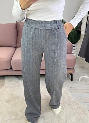 Штаны свободные из шерсти кашемира ёлочка 42-60 р-р