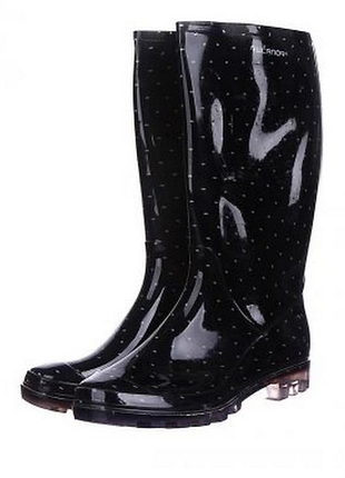 Селеченные женские сапоги резиновые высокие черные в точку 38, 41