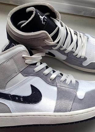 Оригинальный. кроссовки мужские air jordan 1 mid se craft white/grey dz4136-002