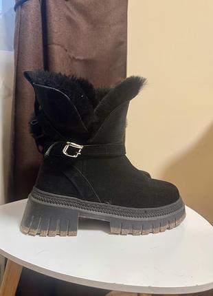 Замшеві черевики, черевики натуральна замша, черевики з пряжкою, черевики цигейка, черевики цигейка, черевики aqauamarin