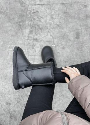 Ugg classic black leather 🆕 шикарні жіночі уггі 🆕 купити накладений платіж