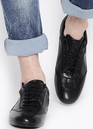 Чоловіче повсякденне взуття geox respira з італійської шкіри чорного кольору з дихаючою тканиною,розмір 45,устілка 29.5 см
