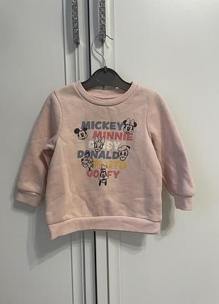 Сведр сведрик кофта на флісі тепла весна осінь зима рожевий для дівчинки дівчини disney міккі 12-18 місяців 86 розмір