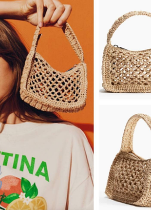 Ультрамодна плетена сумка мини h&amp;m соломка
