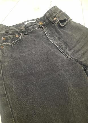 Джинсы черные прямые женские с высокой посадкой bershka 34 размер