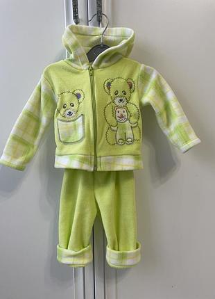 Костюм штани кофта тепла теплий зиму зимовий теплые зиму фліс флісовий флисовый зелений салатовий 68см 74 90 хлопчика дівчинки дівчини хлопчика