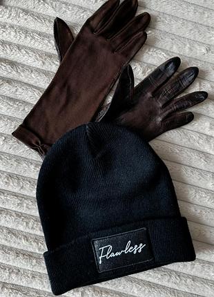 Женская шапка+перчатки