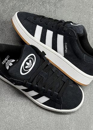Кросівки чорні шкіра adidas campus hq6638