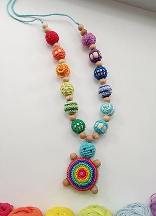 Радужные слингобусы с черепашкой, натуральные радуга подарок вязаные эко