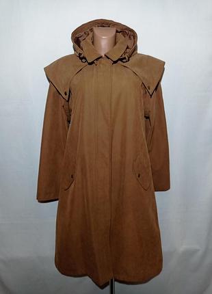 Тренч трансформер женский, демисезонный, водоотталкивающий, коричневый с пелериной и капюшоном размер xl xxl недорогого