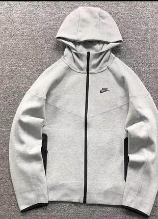 Кофта зіп худі nike tech сіра