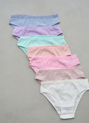 Трусики женские хлопковые в рубчик 7 штук в упаковке, набор трусов недельная туречковка nicoletta