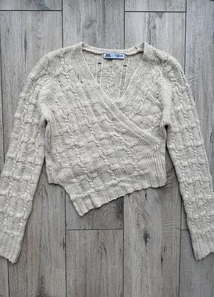 Асиметрична вязана кофта светр zara