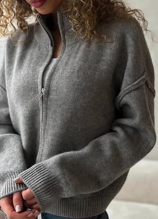 Бомбер кофта джемпер вʼязаний жіночий