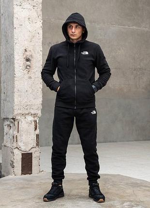 Теплий флісовий спортивний костюм з капюшоном the north face fleece black фліс