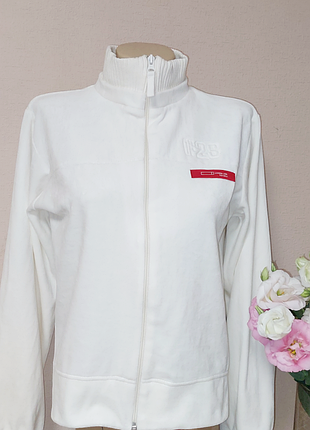 Качественная велюровая женская белая толстовка outfit s кофта на молнии идеальное состояние