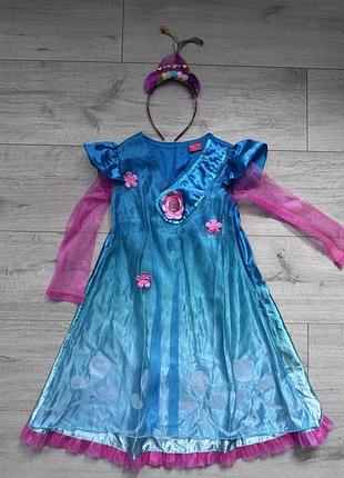 Сукня / плаття trolls + обруч/ поппі, 122-128 см/ мультфільм тролі