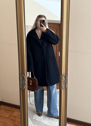 Жіноче темно-синє пальто з вовни розмір м 😍 сидить ідеально бренд homecore