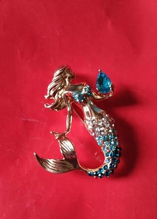 Брошь русалка со стразами